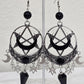 Killstar Lucid Black Gothic Pentagram Crescent Moon Crystal Chandelier Earrings