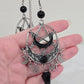 Killstar Lucid Black Gothic Pentagram Crescent Moon Crystal Chandelier Earrings