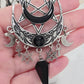 Killstar Lucid Black Gothic Pentagram Crescent Moon Crystal Chandelier Earrings