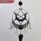Killstar Lucid Black Gothic Pentagram Crescent Moon Crystal Chandelier Earrings