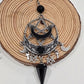 Killstar Lucid Black Gothic Pentagram Crescent Moon Crystal Chandelier Earrings