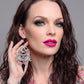 Killstar Lucid Black Gothic Pentagram Crescent Moon Crystal Chandelier Earrings