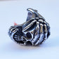 Shut Up Men's Biker Ring | Black Oxidized Stainless Steel - Evil King Theme - A Gothic Universe - Rings