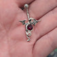 Painful Pleasures Dragon Navel Ring in 14G Surgical Steel with Ruby Red Gem