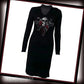 Skull Roses Dress | Scoop Neck Attached Choker Black Red Dress - Spiral Direct - Dresses