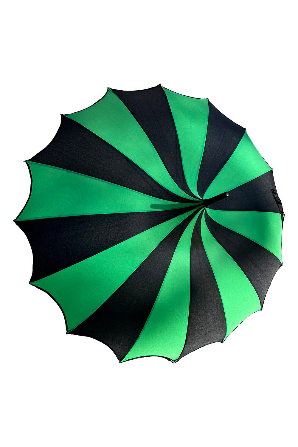 Batwing Pagoda Umbrella [BLACK/GREEN STRIPED]