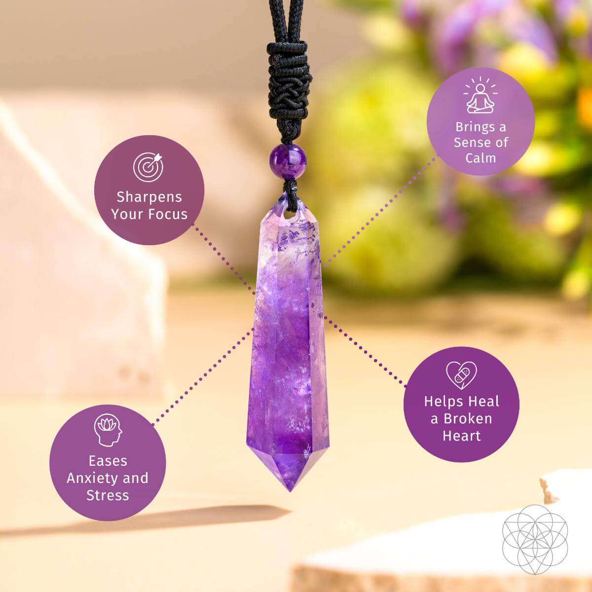 The Amethyst Talisman of Daily Stress Relief -  - Necklace