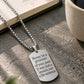 Inspirational Mantra Dog Tag Necklace Stainless Steel Quote Pendant 20"