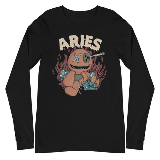 Aries Voodoo Doll Long Sleeve Shirt – Goth T-Shirt for Night Dominance -  - Long Sleeve Shirt