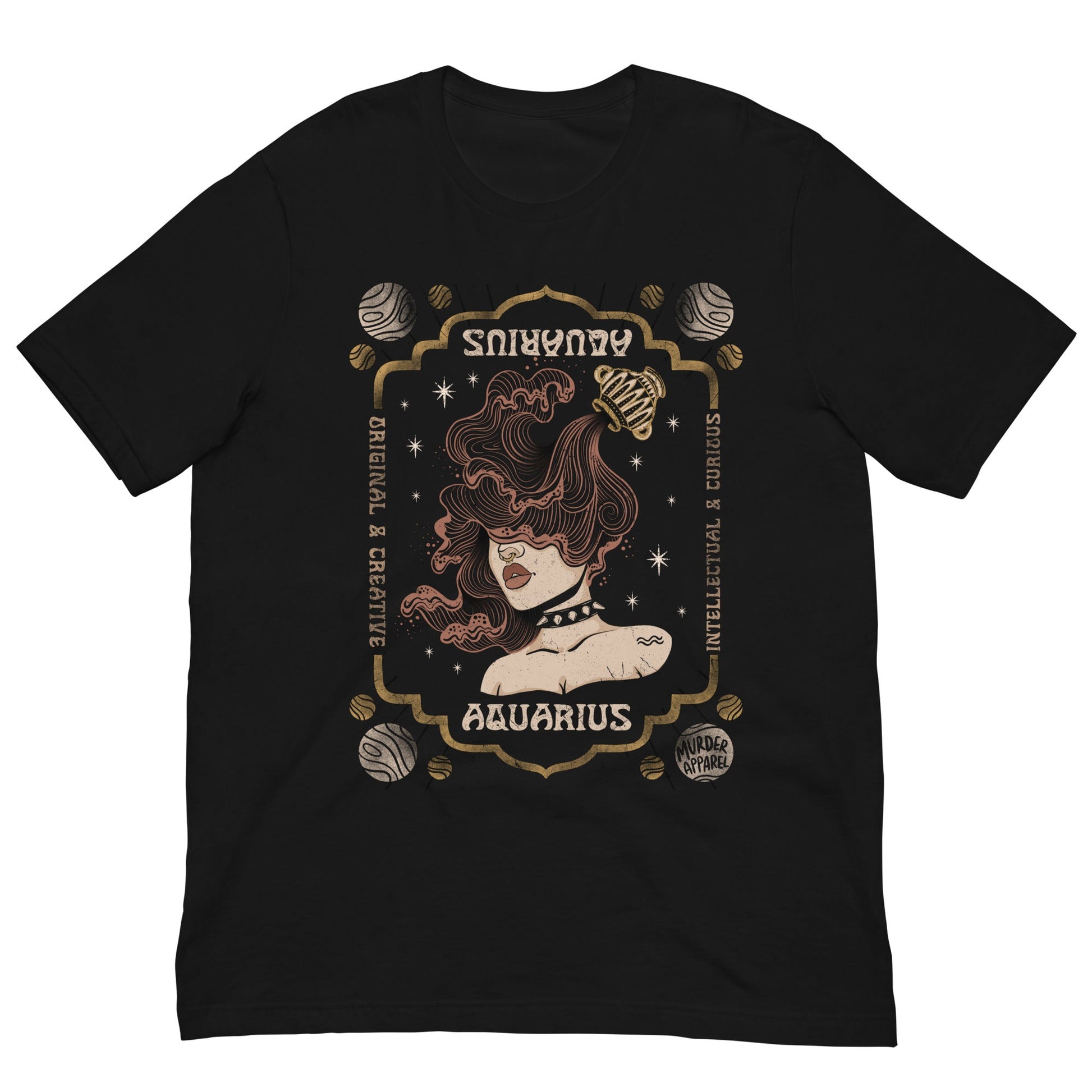 Aquarius Zodiac T-shirt – Goth T-Shirt for Night Dominance -  - T-shirt