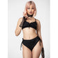 Killstar Xandria Black-on-Black Cross Lace-Up Side-Tie Bikini