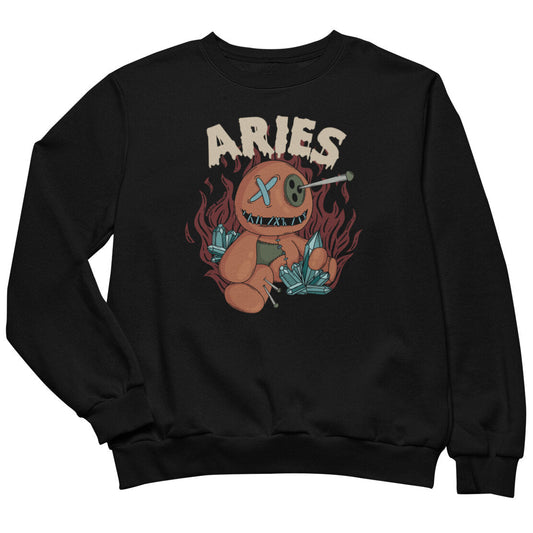 Aries Voodoo Doll Sweatshirt – Goth T-Shirt for Night Dominance -  - Sweatshirt