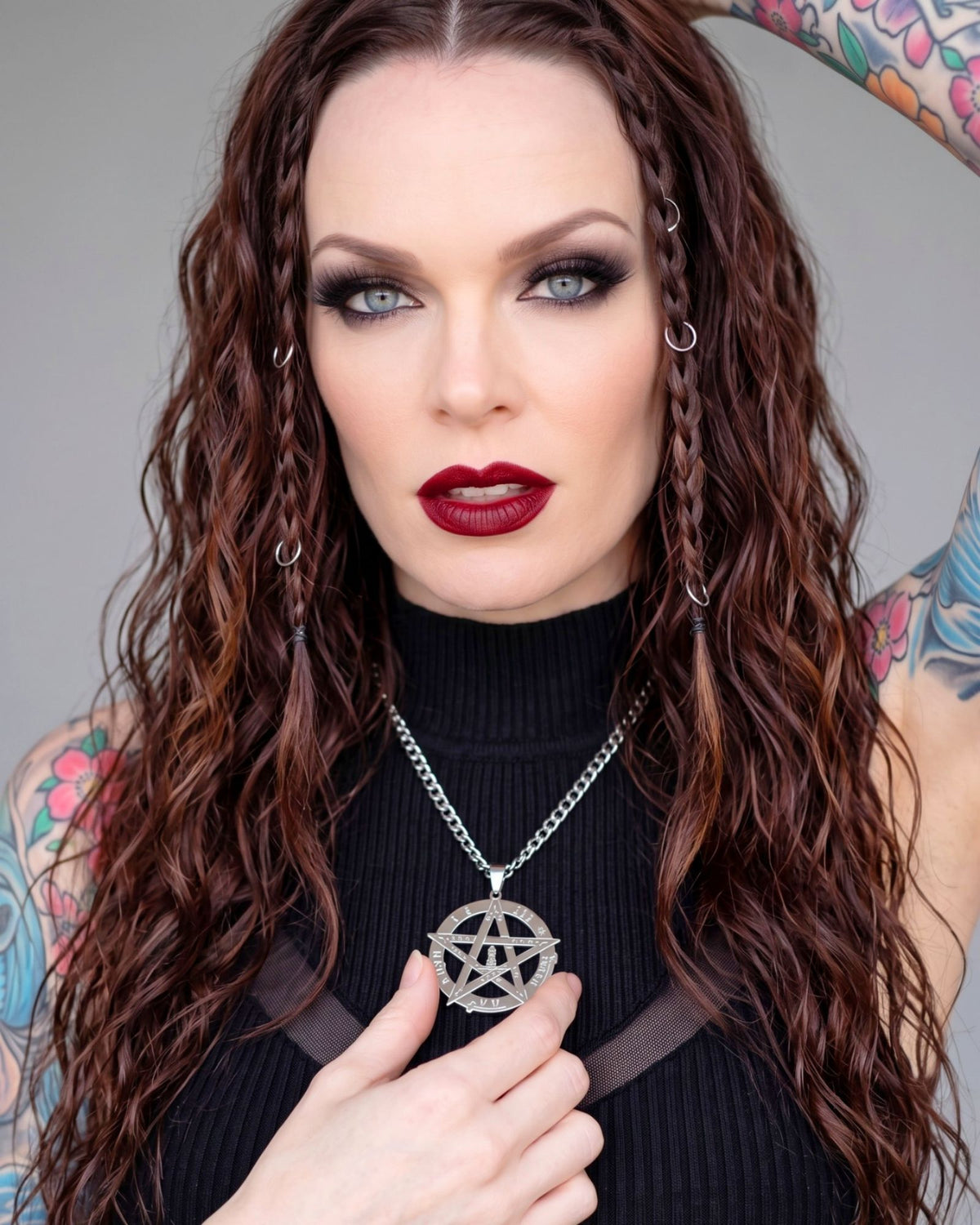 Solomonic Pentagram Tetragrammaton Occult Necklace Stainless Steel Pendant 22"