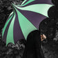 Batwing Pagoda Umbrella [BLACK/GREEN STRIPED] -  - Umbrellas