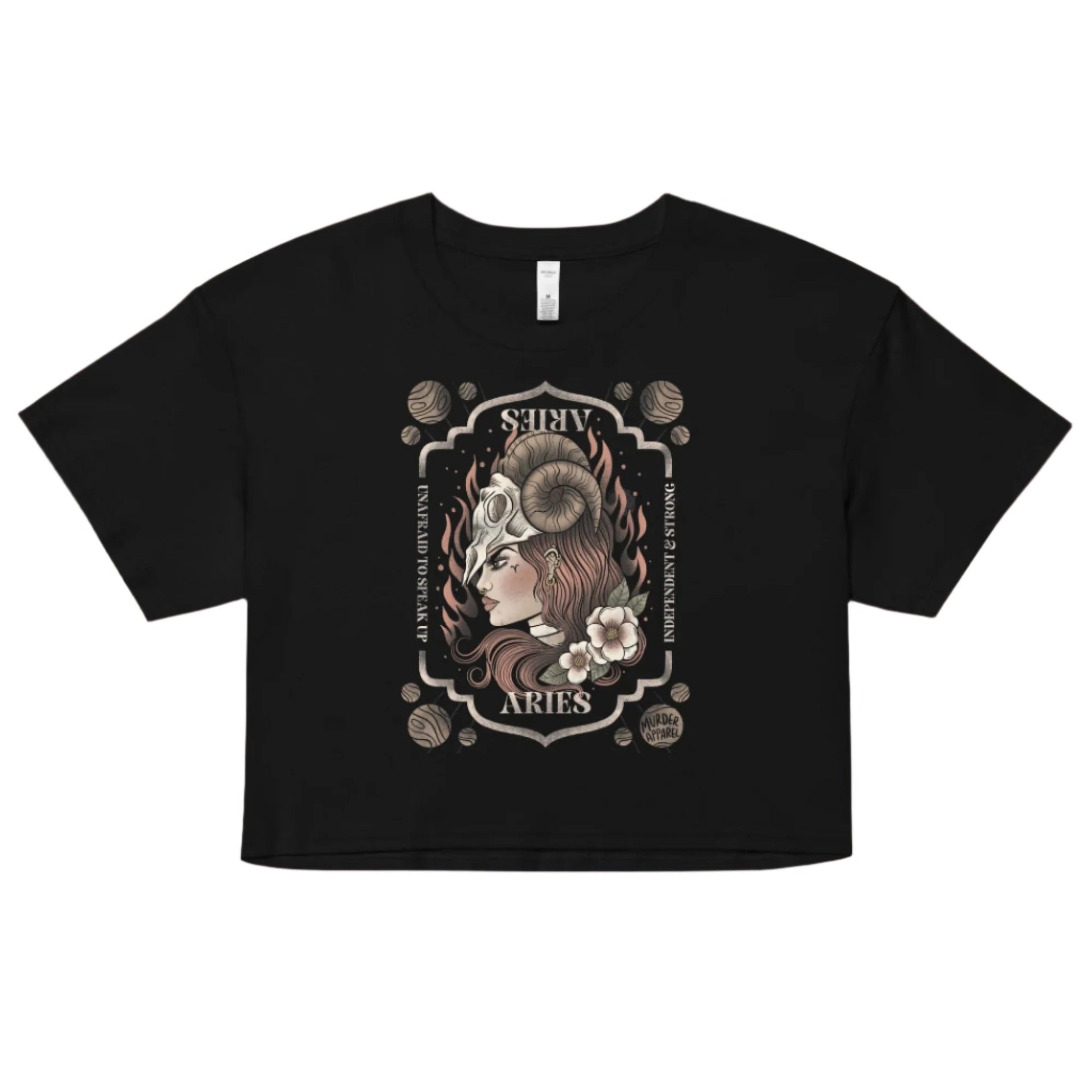 Aries Zodiac Crop Top – Goth T-Shirt for Night Dominance -  - Crop Top