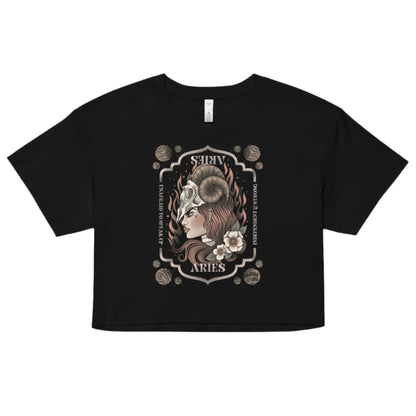 Aries Zodiac Crop Top – Goth T-Shirt for Night Dominance -  - Crop Top