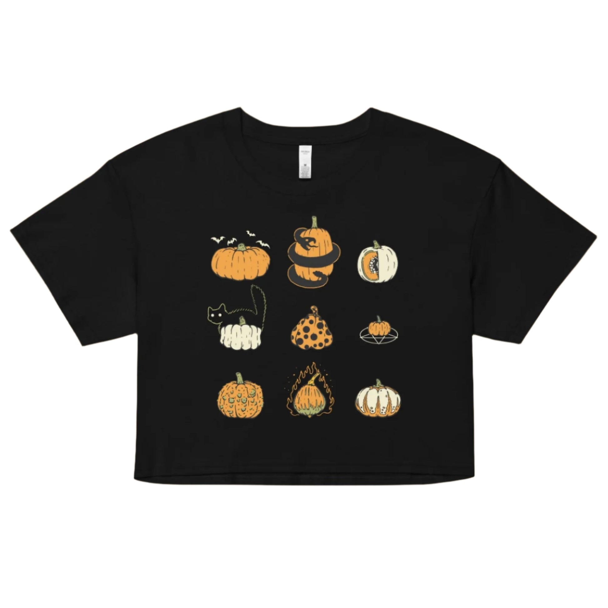 9 Pumpkins Crop Top – Goth T-Shirt for Night Dominance -  - Crop Top