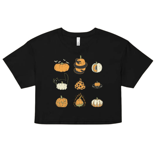 9 Pumpkins Crop Top – Goth T-Shirt for Night Dominance -  - Crop Top