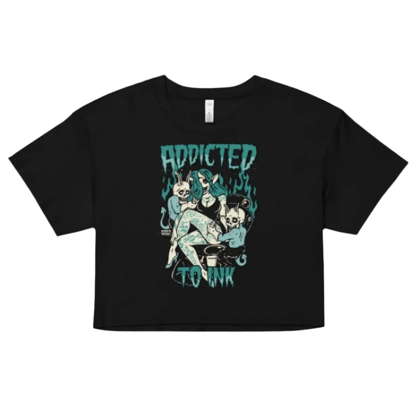Addicted To Ink Crop Top – Goth T-Shirt for Night Dominance -  - Crop Top