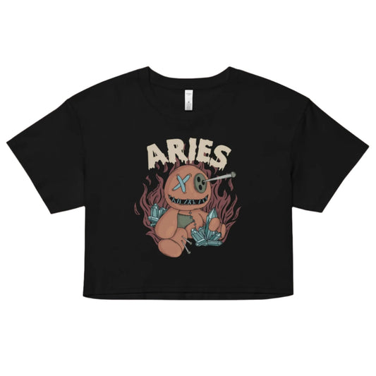 Aries Voodoo Doll Crop Top – Goth T-Shirt for Night Dominance -  - Crop Top