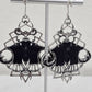Killstar Nightfly Silver Gothic Death Moth Skull Crescent Moon Hook Earrings
