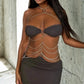 Ultra Sexy Black Chain Drape Dress with Hardware Detail