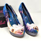 Unicorn Platform Heels with Glitter Sole & Graphic Faux Leather