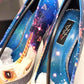 Unicorn Platform Heels with Glitter Sole & Graphic Faux Leather
