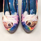 Unicorn Platform Heels with Glitter Sole & Graphic Faux Leather