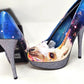 Unicorn Platform Heels with Glitter Sole & Graphic Faux Leather