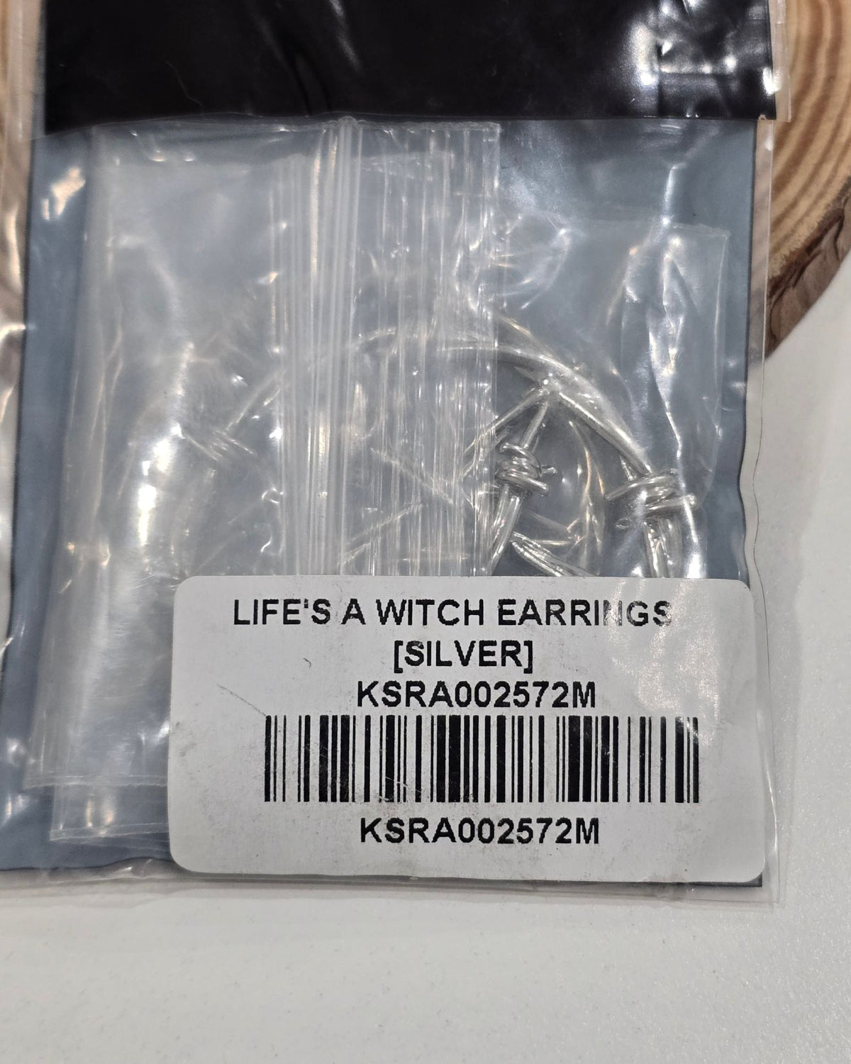 Killstar Lifes A Witch Silver Barbed Wire Pentagram Oversized Hoop Earrings