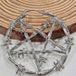 Killstar Lifes A Witch Silver Barbed Wire Pentagram Oversized Hoop Earrings
