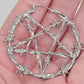 Killstar Lifes A Witch Silver Barbed Wire Pentagram Oversized Hoop Earrings