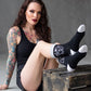Hot Topic Threadless Grim & Cat Crew Socks Black Grey Grim Reaper Gothic