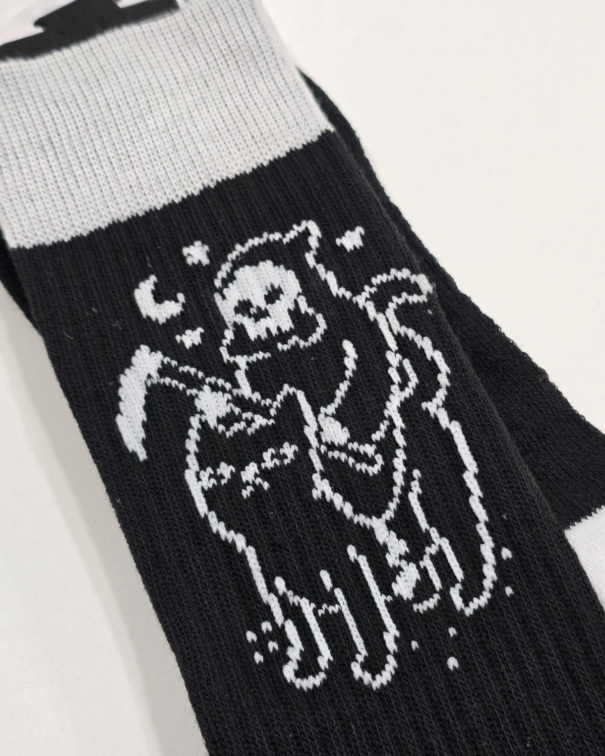 Hot Topic Threadless Grim & Cat Crew Socks Black Grey Grim Reaper Gothic