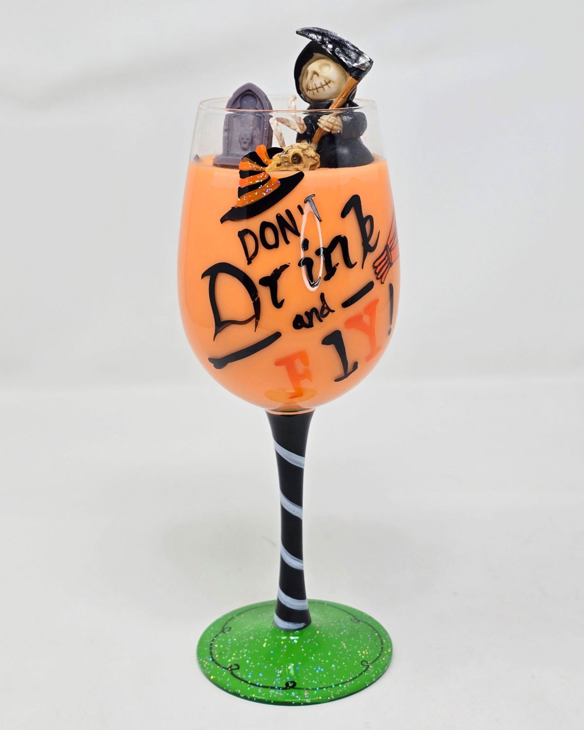 Artisan One Moon Flame Dont Drink & Fly Wine Glass Candle Cinnamon Apple Orange 18oz