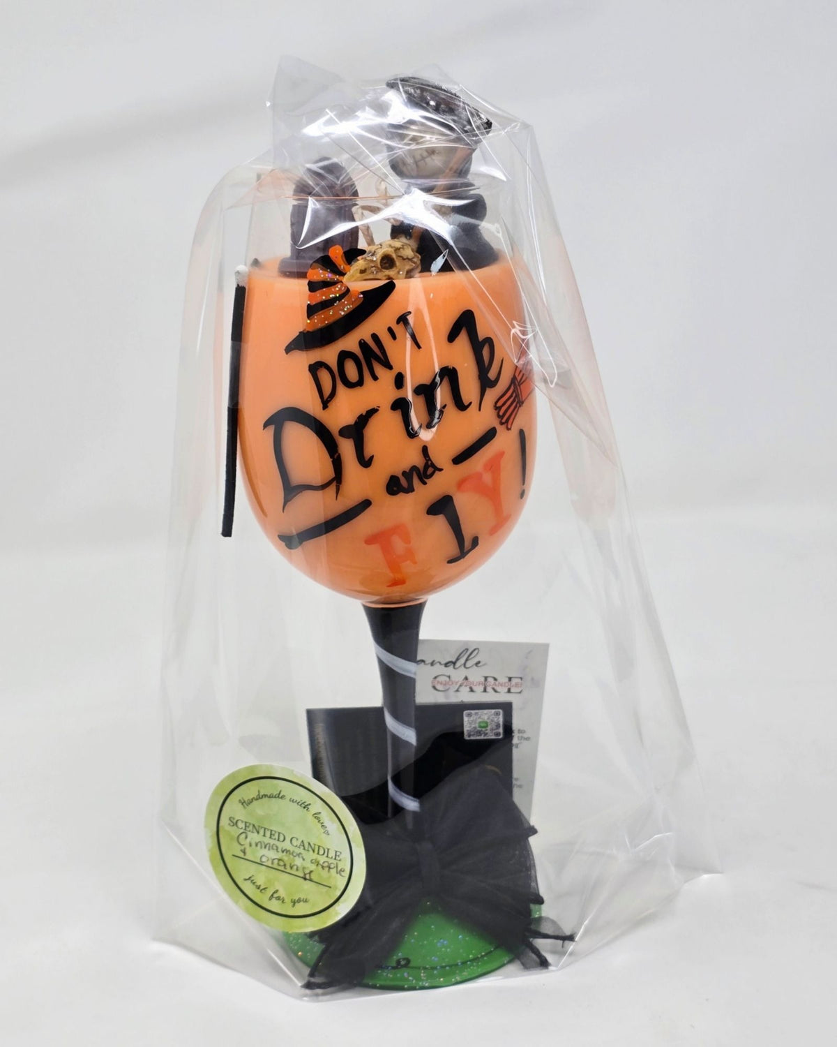 Artisan One Moon Flame Dont Drink & Fly Wine Glass Candle Cinnamon Apple Orange 18oz