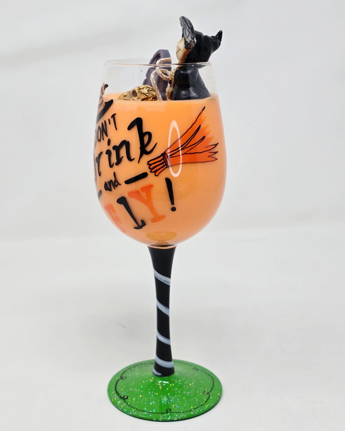 Artisan One Moon Flame Dont Drink & Fly Wine Glass Candle Cinnamon Apple Orange 18oz
