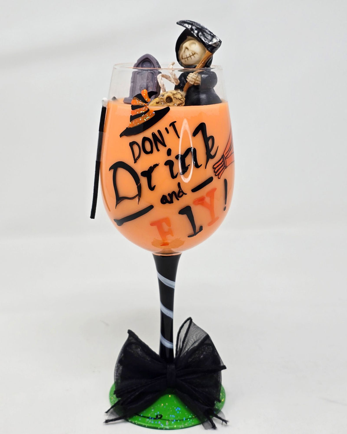 Artisan One Moon Flame Dont Drink & Fly Wine Glass Candle Cinnamon Apple Orange 18oz