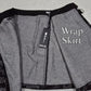 Black Denim Wrap Skirt With Attached Pocket Clip Belt Closure -  - Skirts
