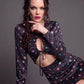 Another Girl Trippy Floral Cut Out Recycled Satin Long Sleeve Mini Dress M