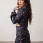 Another Girl Trippy Floral Cut Out Recycled Satin Long Sleeve Mini Dress M