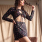 Another Girl Trippy Floral Cut Out Recycled Satin Long Sleeve Mini Dress M